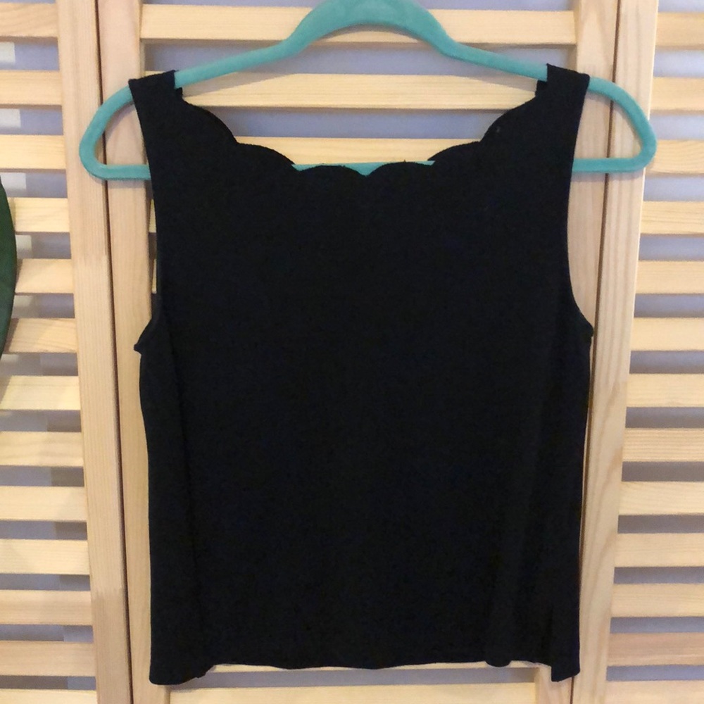 Black Scalloped Neck Tank